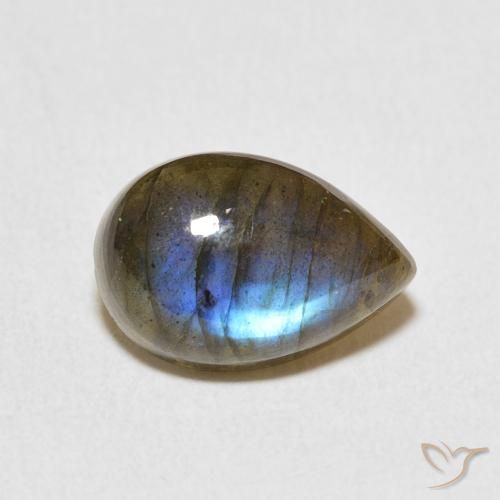 4.07 ct Multicolor Labradorite Stone, Natural Labradorite in Pear Cabochon Shape for Sale