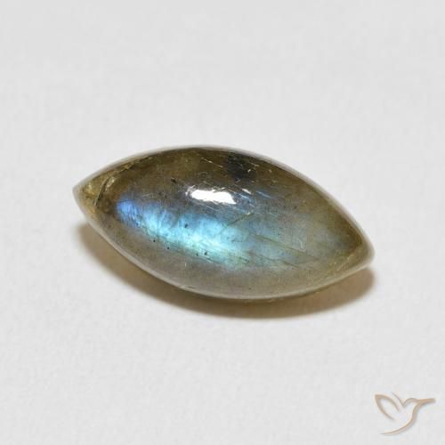 5.45 ct Multicolor Labradorite Stone, Natural Labradorite in Marquise Cabochon Shape for Sale