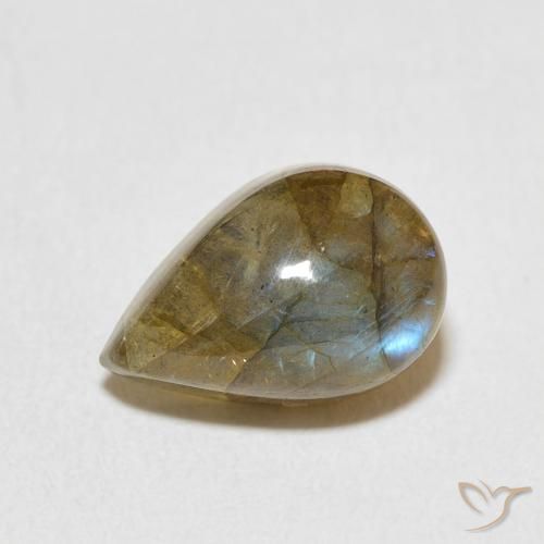 4.17 ct Multicolor Labradorite Stone, Natural Labradorite in Pear Cabochon Shape for Sale