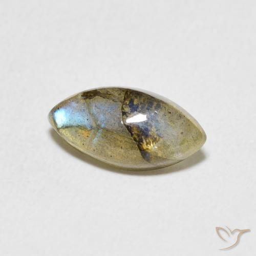 1.29 ct Multicolor Labradorite Stone, Natural Labradorite in Marquise Cabochon Shape for Sale