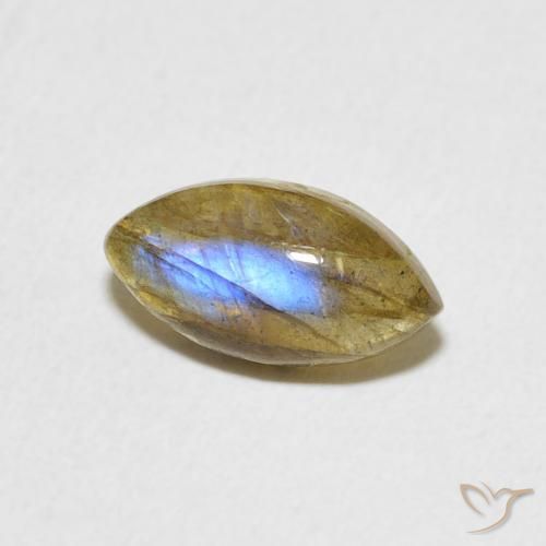 1.44 ct Multicolor Labradorite Stone, Natural Labradorite in Marquise Cabochon Shape for Sale