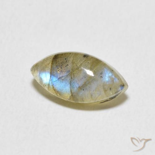 1.59 ct Multicolor Labradorite Stone, Natural Labradorite in Marquise Cabochon Shape for Sale