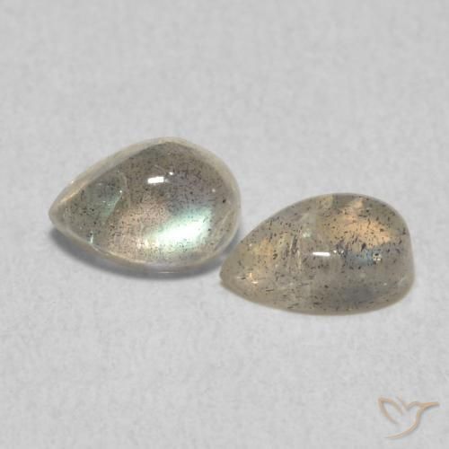 0.87 ctw Multicolor Labradorite Stones, Natural Labradorite in Pear Cabochon Shape for Sale