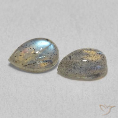 0.92 ctw Multicolor Labradorite Stones, Natural Labradorite in Pear Cabochon Shape for Sale