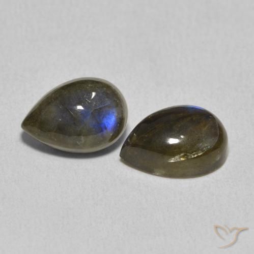 4.77 ctw Multicolor Labradorite Stones, Natural Labradorite in Pear Cabochon Shape for Sale
