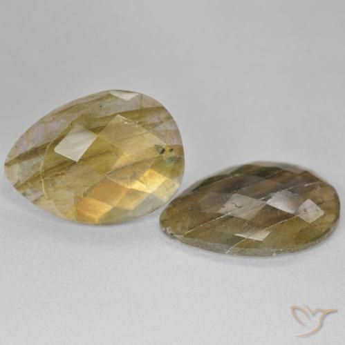 19.06 ctw Multicolor Labradorite Stones, Natural Labradorite in Pear Checkerboard Shape for Sale