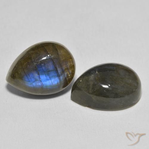 20.86 ctw Multicolor Labradorite Stones, Natural Labradorite in Pear Cabochon Shape for Sale