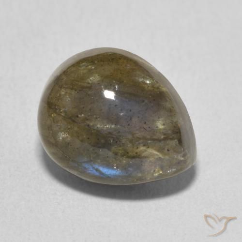 4.07 ct Multicolor Labradorite Stone, Natural Labradorite in Pear Cabochon Shape for Sale