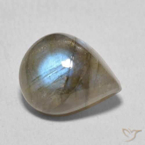 4.62 ct Multicolor Labradorite Stone, Natural Labradorite in Pear Cabochon Shape for Sale