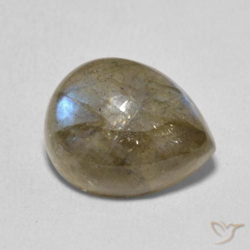 3.75 ct Multicolor Labradorite Stone, Natural Labradorite in Pear Cabochon Shape for Sale