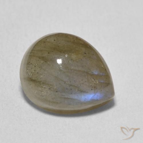 4.02 ct Multicolor Labradorite Stone, Natural Labradorite in Pear Cabochon Shape for Sale