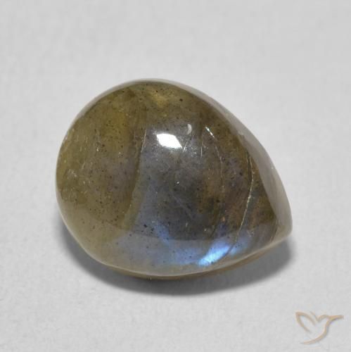 3.48 ct Multicolor Labradorite Stone, Natural Labradorite in Pear Cabochon Shape for Sale