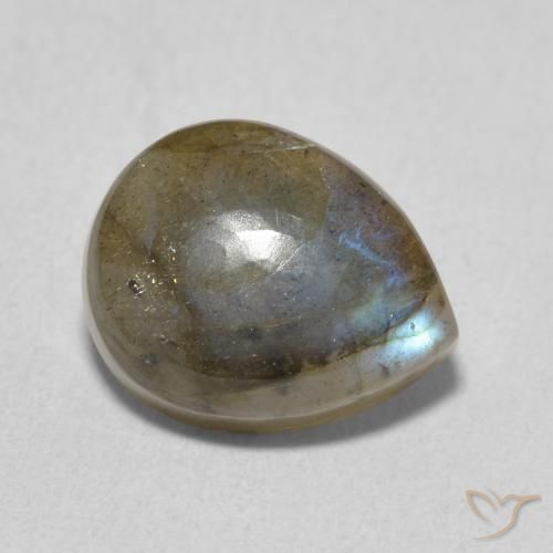 3.40 ct Multicolor Labradorite Stone, Natural Labradorite in Pear Cabochon Shape for Sale