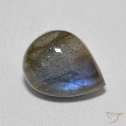 2.53 ct Multicolor Labradorite Stone, Natural Labradorite in Pear Cabochon Shape for Sale
