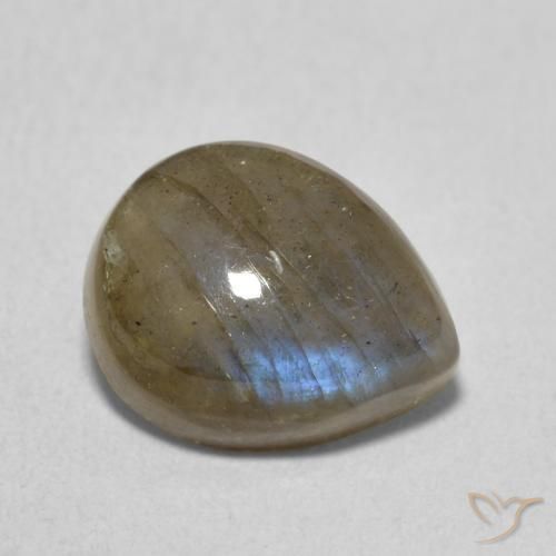 3.66 ct Multicolor Labradorite Stone, Natural Labradorite in Pear Cabochon Shape for Sale