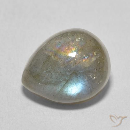 4.12ct Natural Multicolor Labradorite, Pear Shape, Translucent