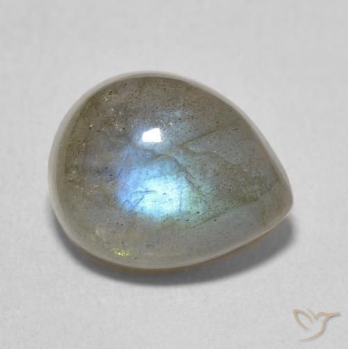 4.12 ct Multicolor Labradorite Stone, Natural Labradorite in Pear Cabochon Shape for Sale