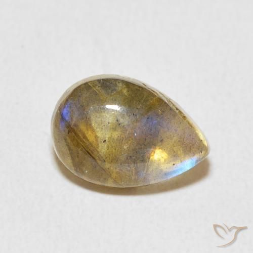 2.36 ct Multicolor Labradorite Stone, Natural Labradorite in Pear Cabochon Shape for Sale
