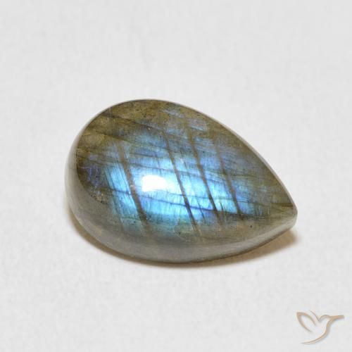 3.76 ct Multicolor Labradorite Stone, Natural Labradorite in Pear Cabochon Shape for Sale
