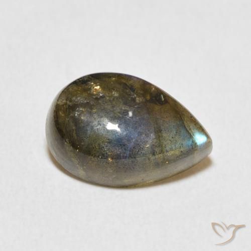 3.51 ct Multicolor Labradorite Stone, Natural Labradorite in Pear Cabochon Shape for Sale