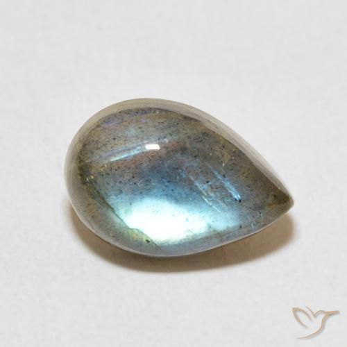 3.85 ct Multicolor Labradorite Stone, Natural Labradorite in Pear Cabochon Shape for Sale