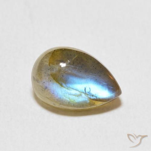 2.48 ct Multicolor Labradorite Stone, Natural Labradorite in Pear Cabochon Shape for Sale