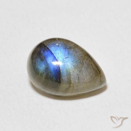 2.37 ct Multicolor Labradorite Stone, Natural Labradorite in Pear Cabochon Shape for Sale