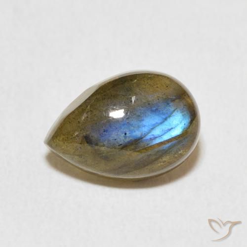 2.40 ct Multicolor Labradorite Gemstone, Labradorite Gem in Pear Cabochon Shape for Sale.