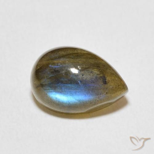 2.40 ct Multicolor Labradorite Stone, Natural Labradorite in Pear Cabochon Shape for Sale