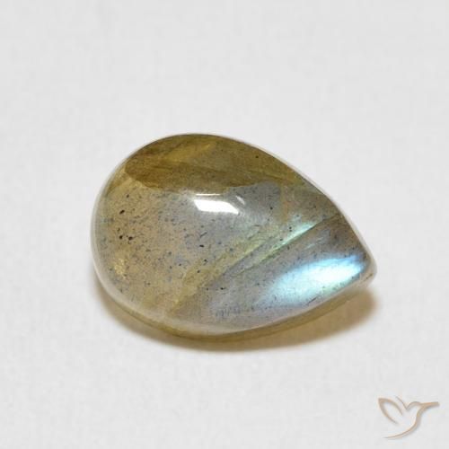 2.63 ct Multicolor Labradorite Stone, Natural Labradorite in Pear Cabochon Shape for Sale