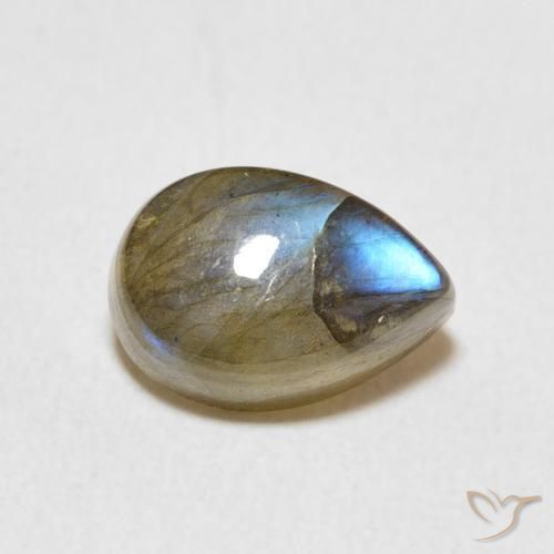 2.52 ct Multicolor Labradorite Stone, Natural Labradorite in Pear Cabochon Shape for Sale