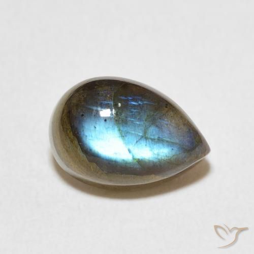 2.66 ct Multicolor Labradorite Stone, Natural Labradorite in Pear Cabochon Shape for Sale
