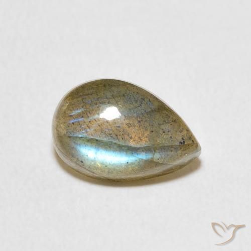 1.85 ct Multicolor Labradorite Stone, Natural Labradorite in Pear Cabochon Shape for Sale