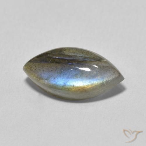 3.78 ct Multicolor Labradorite Stone, Natural Labradorite in Marquise Cabochon Shape for Sale