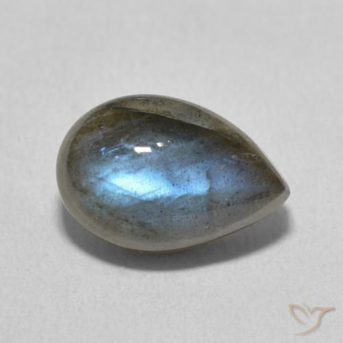 4.21 ct Multicolor Labradorite Stone, Natural Labradorite in Pear Cabochon Shape for Sale