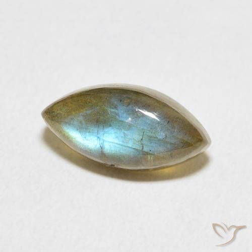 3.99 ct Multicolor Labradorite Stone, Natural Labradorite in Marquise Cabochon Shape for Sale