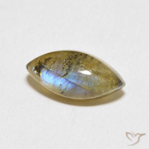 3.64 ct Multicolor Labradorite Stone, Natural Labradorite in Marquise Cabochon Shape for Sale
