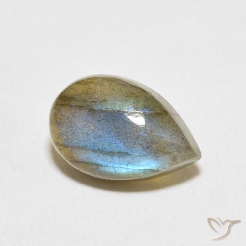 4.16 ct Multicolor Labradorite Stone, Natural Labradorite in Pear Cabochon Shape for Sale