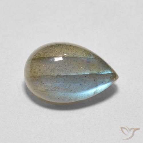 3.97 ct Multicolor Labradorite Stone, Natural Labradorite in Pear Cabochon Shape for Sale