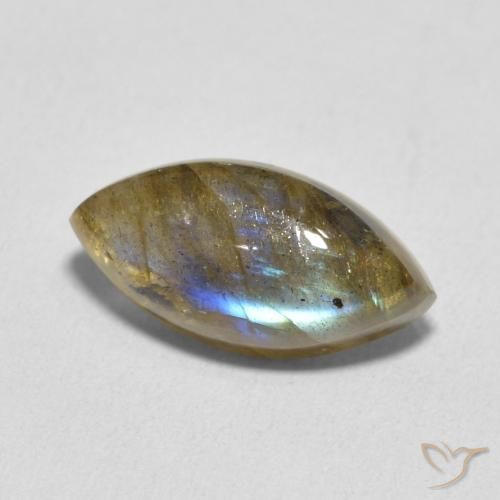 5.41 ct Multicolor Labradorite Stone, Natural Labradorite in Marquise Cabochon Shape for Sale