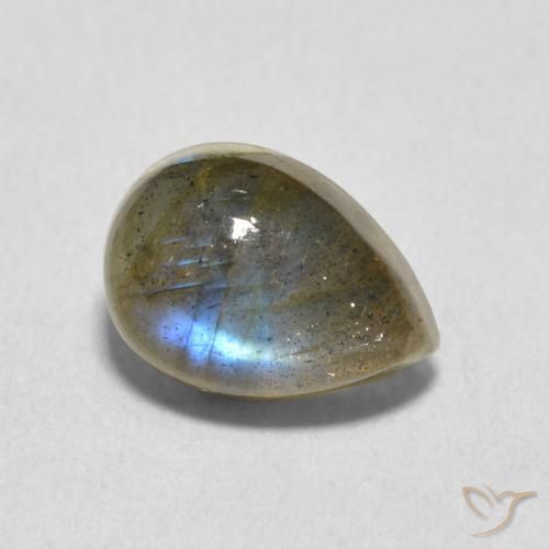 2.58 ct Multicolor Labradorite Stone, Natural Labradorite in Pear Cabochon Shape for Sale