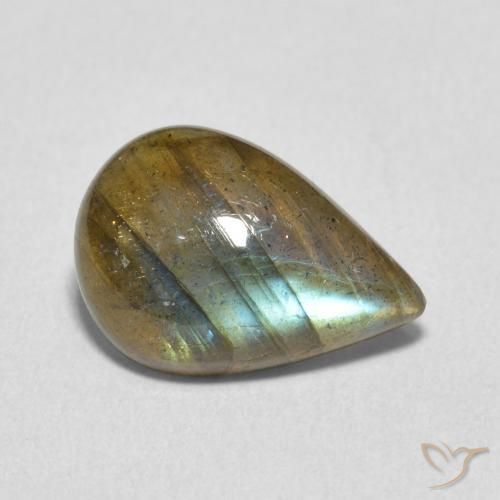 3.35 ct Multicolor Labradorite Stone, Natural Labradorite in Pear Cabochon Shape for Sale