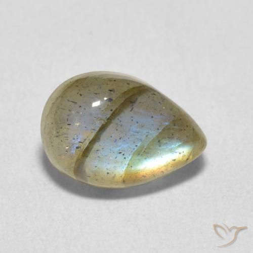2.33 ct Multicolor Labradorite Stone, Natural Labradorite in Pear Cabochon Shape for Sale