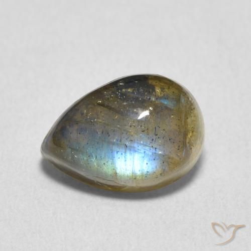 2.70 ct Multicolor Labradorite Gemstone, Labradorite Gem in Pear Cabochon Shape for Sale.