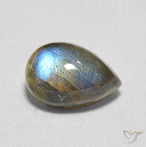 2.70 ct Multicolor Labradorite Stone, Natural Labradorite in Pear Cabochon Shape for Sale