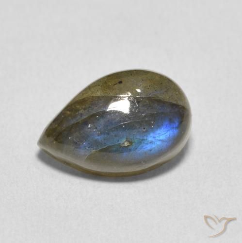 3.60 ct Multicolor Labradorite Stone, Natural Labradorite in Pear Cabochon Shape for Sale