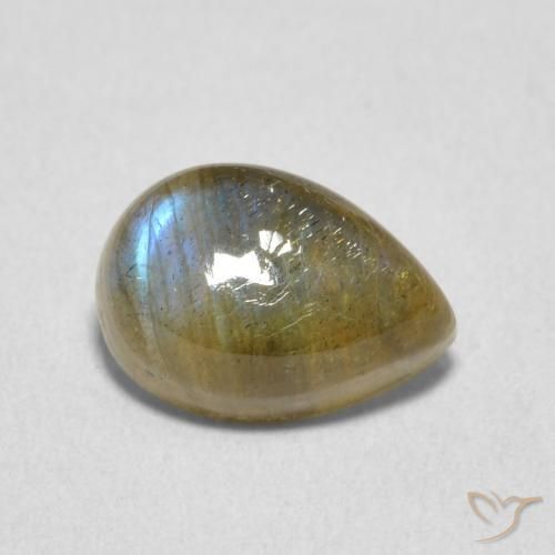 2.38 ct Multicolor Labradorite Stone, Natural Labradorite in Pear Cabochon Shape for Sale