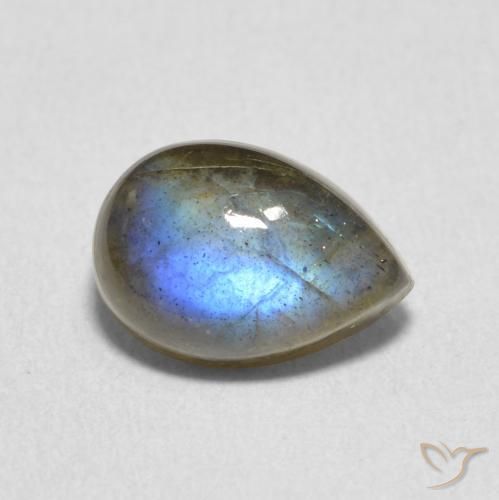 2.35 ct Multicolor Labradorite Stone, Natural Labradorite in Pear Cabochon Shape for Sale