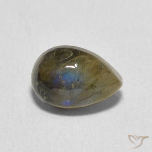 1.82 ct Multicolor Labradorite Stone, Natural Labradorite in Pear Cabochon Shape for Sale