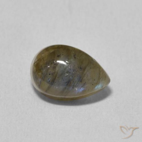 1.80 ct Multicolor Labradorite Stone, Natural Labradorite in Pear Cabochon Shape for Sale